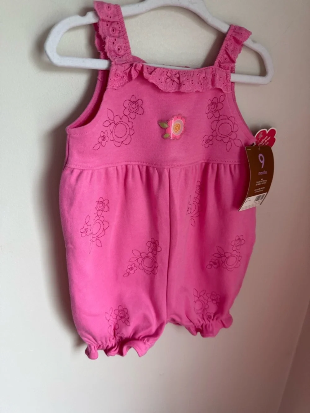 NWT Vintage Carters Pink Floral Baby Romper - 9 Months